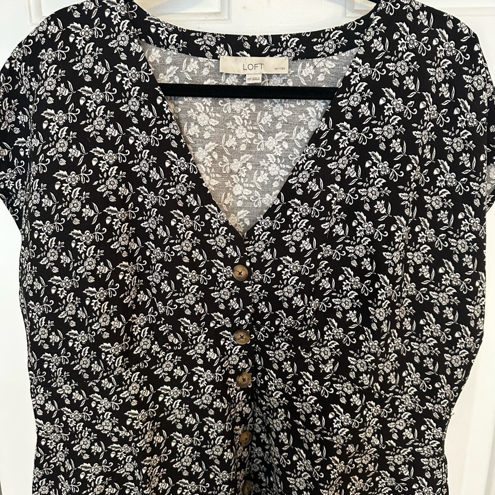 LOFT Floral Button Down Dress